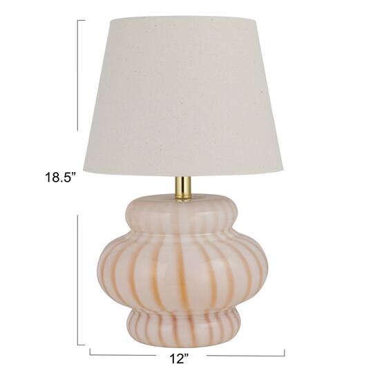 Hello Honey® 18.5" Yellow & Cream Striped Hand-Blown Art Glass Table Lamp